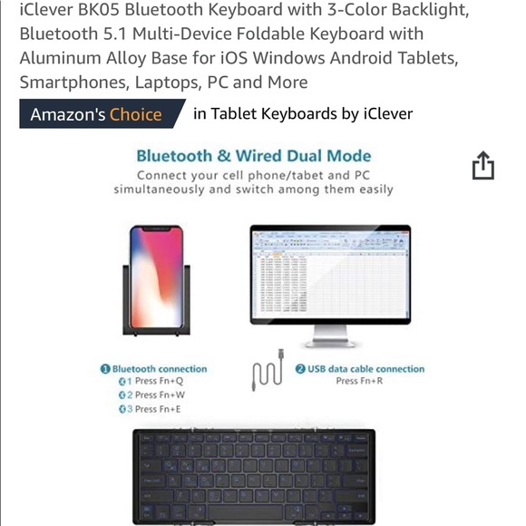 Foldable portable mini keyboard w backlit features and carrying bag - Picture 6 of 8